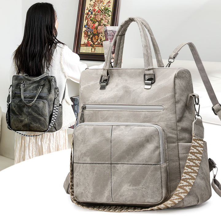 Versatile Multi-Compartment Faux Leather Backpack Kalsten