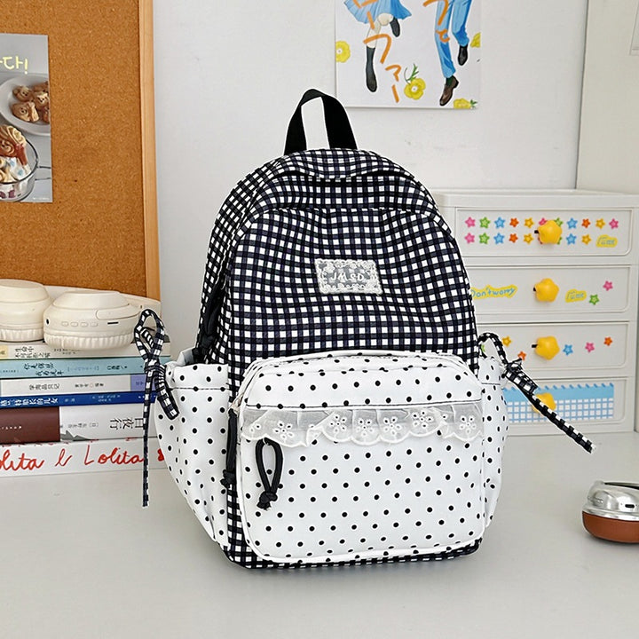 Stylish Gingham Pattern Backpack Kalsten