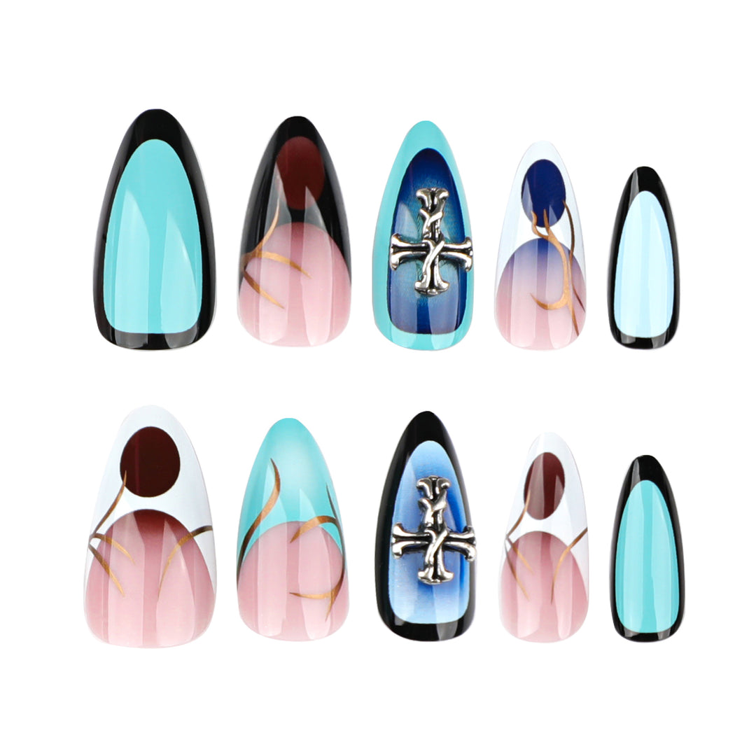Artful stiletto nails with elegant design and 3D accents Kalsten