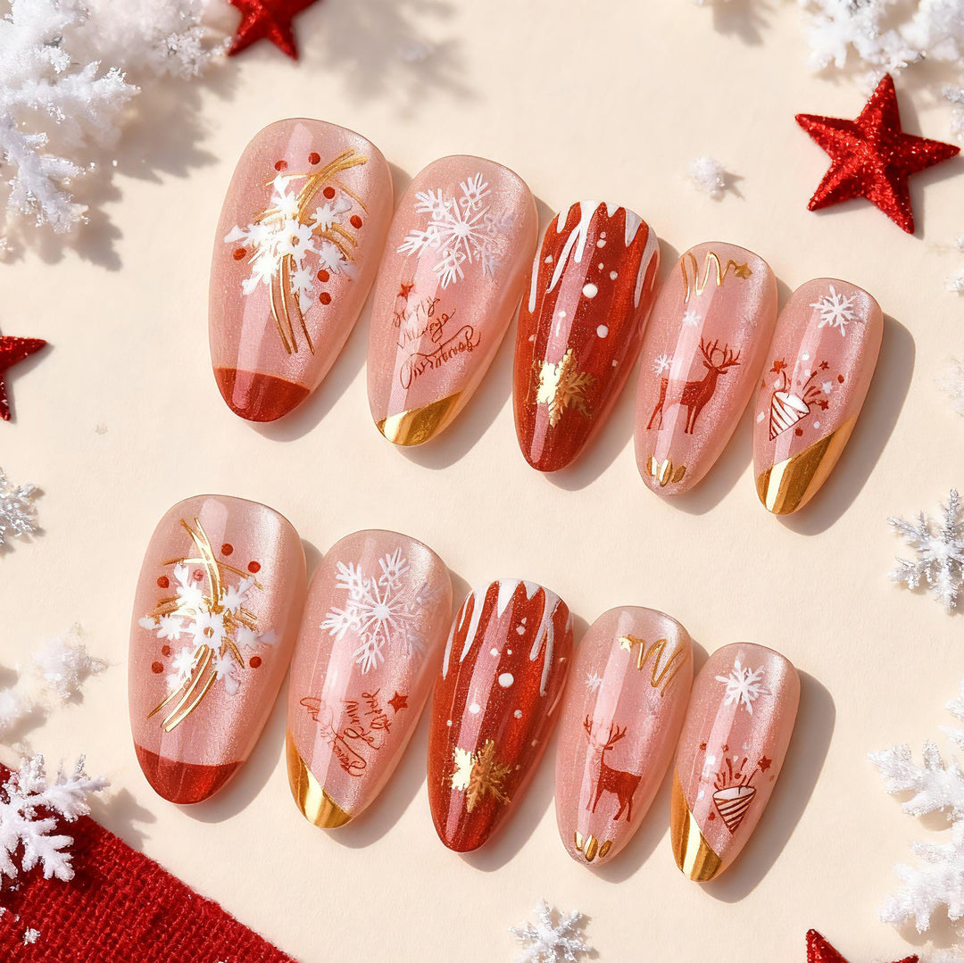 Festive Themed Christmas Press-On Nail Art Set