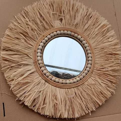 More Elegant Round Wall Mirror Made of Natural Rattan Kalsten
