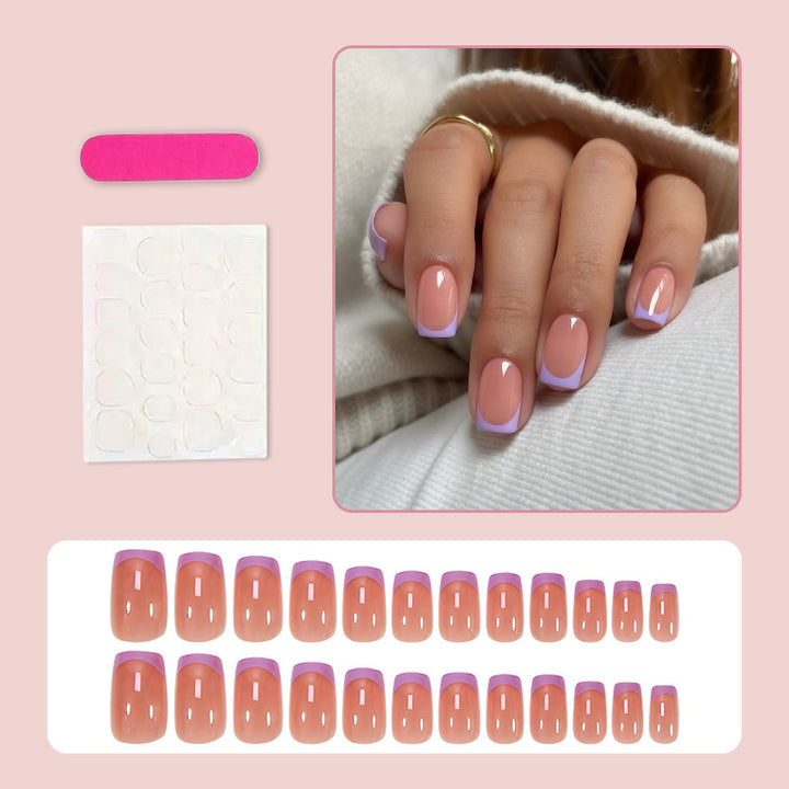 Artificial nail set with elegant French manicure style and romantic accents Kalsten