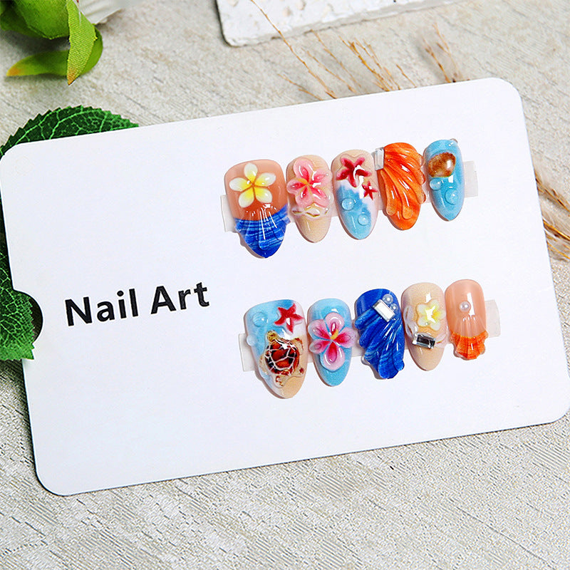 Artificial nails in maritime design with 3D embellishments Kalsten