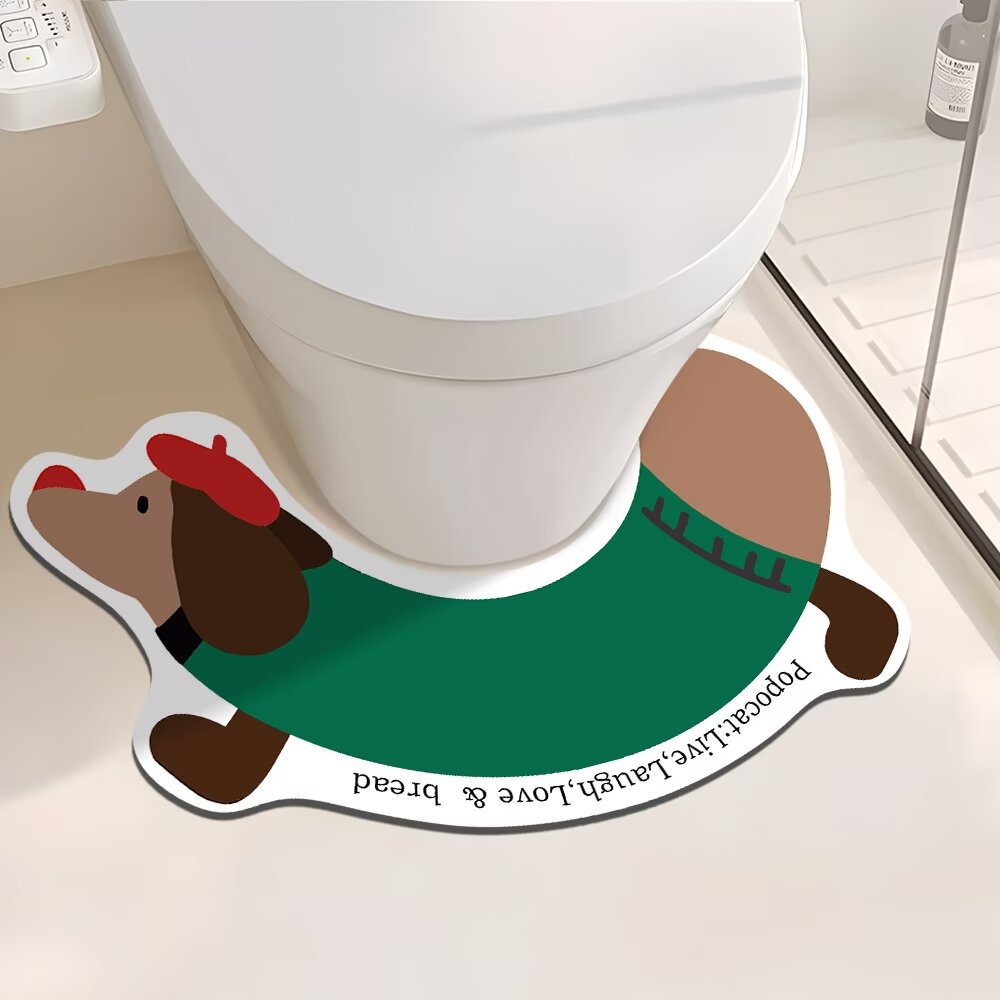 Cartoon Dog-Themed Bathroom Mat