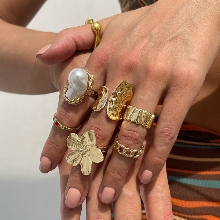 Floral Silver Statement Ring Kalsten