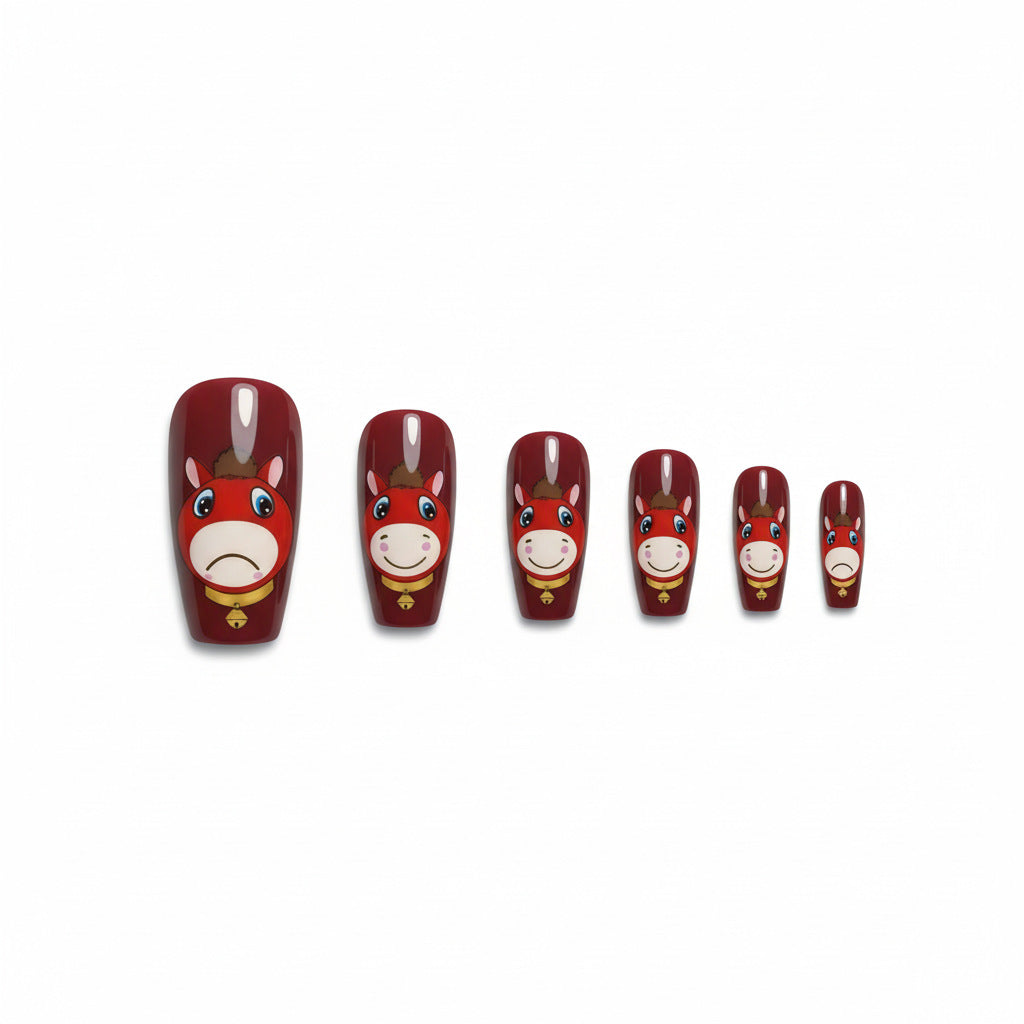 Artificial nails with playful horse motif Kalsten