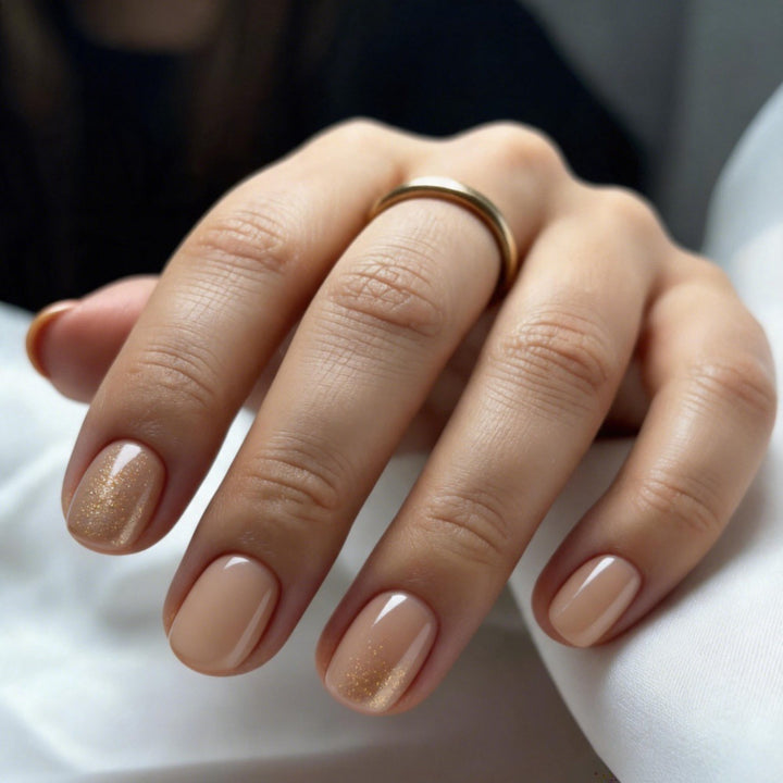 Elegant artificial nails with delicate glitter effect Kalsten
