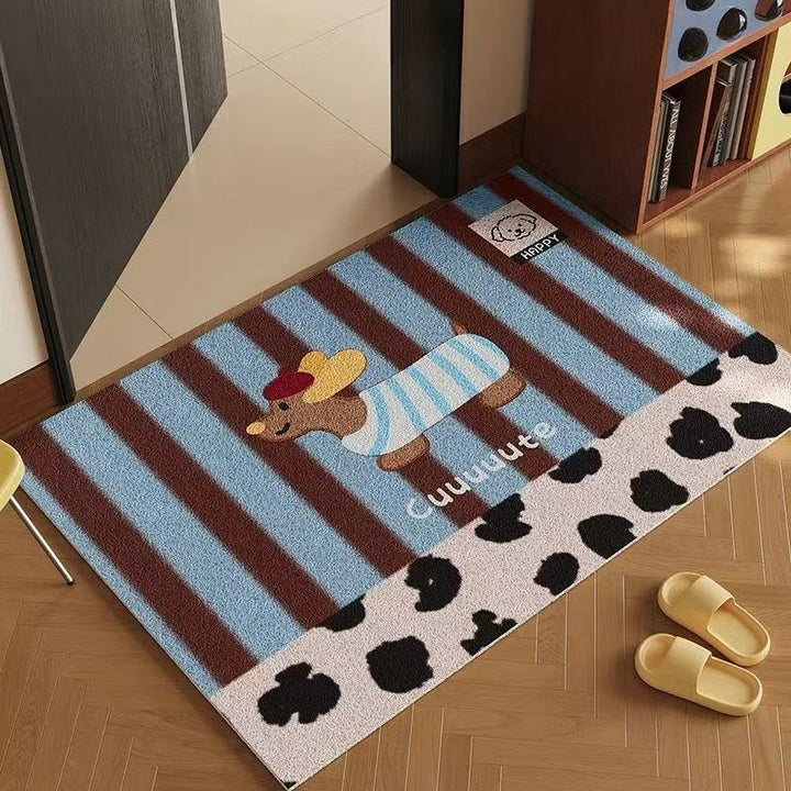 Playful Puppy-Themed Welcome Mat