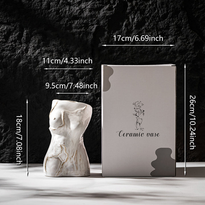 Handmade female torso ceramic vase sculpture