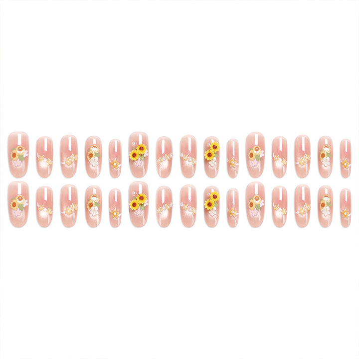 Artificial Nail Set with Luxurious Floral Decorations Kalsten