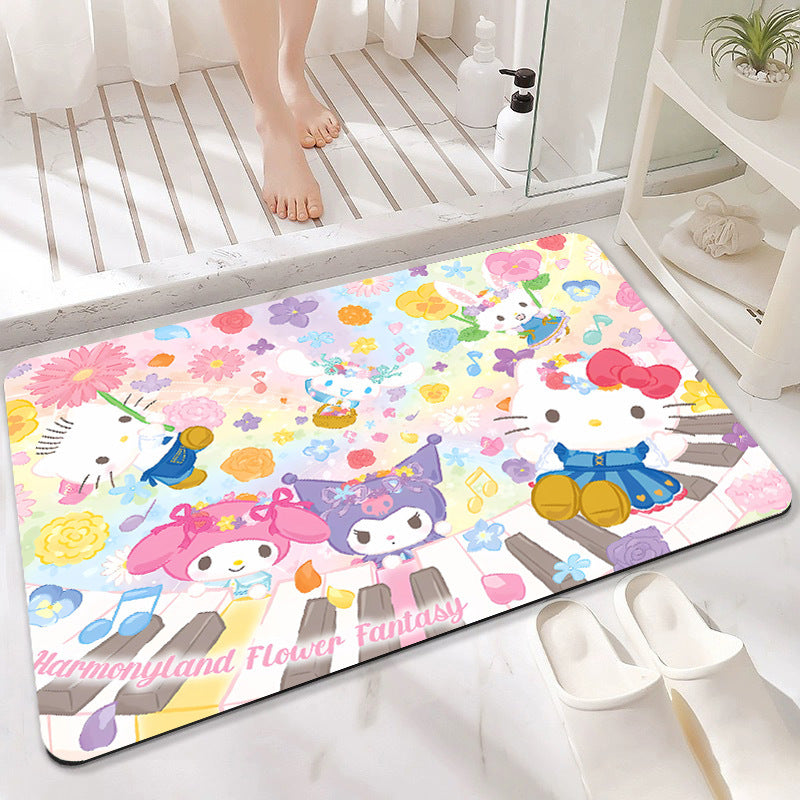 Cartoon-Themed Anniversary Celebration Floor Mat