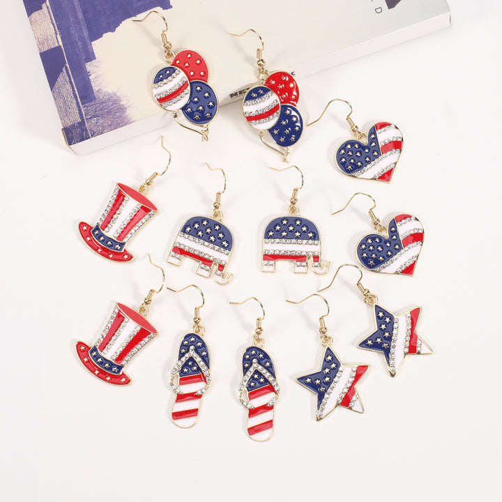 Women's filigree earrings in flag design with crystal stripes and enamel trim Kalsten