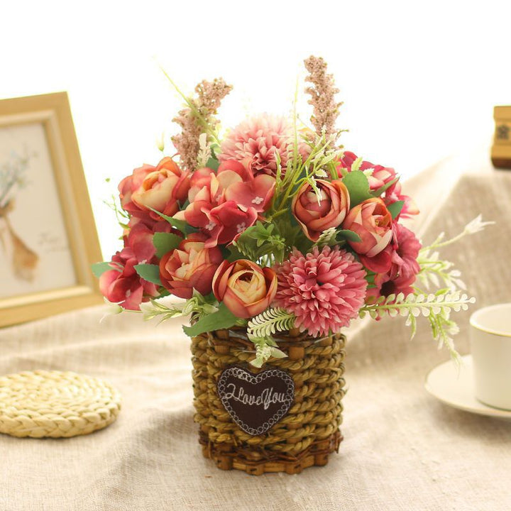 Artificial Floral Arrangement in Woven Basket