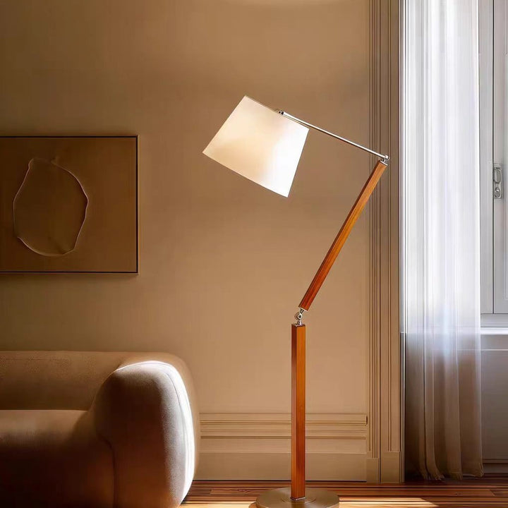 Adjustable Wooden Arc Floor Lamp