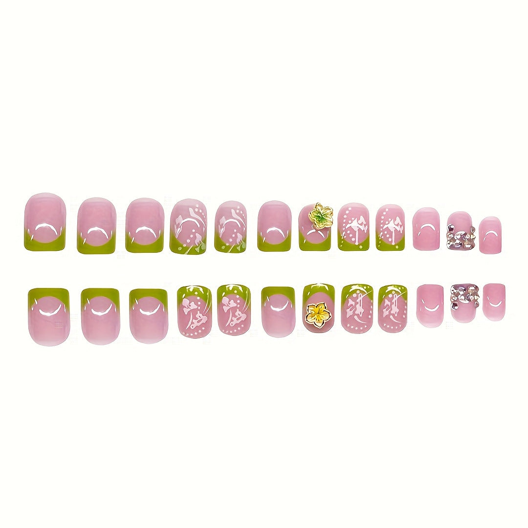 Artistic Floral Press-On Nail Set Kalsten