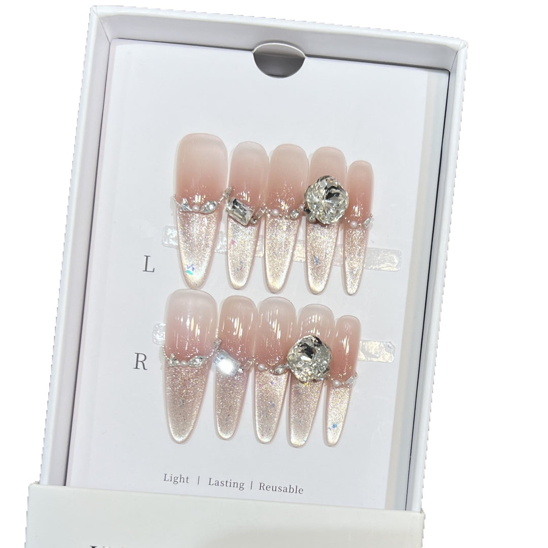 Decorative Stiletto Press-On Nail Art Set with Rhinestone Details Kalsten