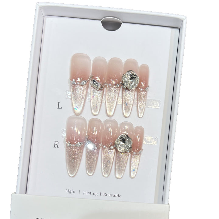 Decorative Stiletto Press-On Nail Art Set with Rhinestone Details Kalsten