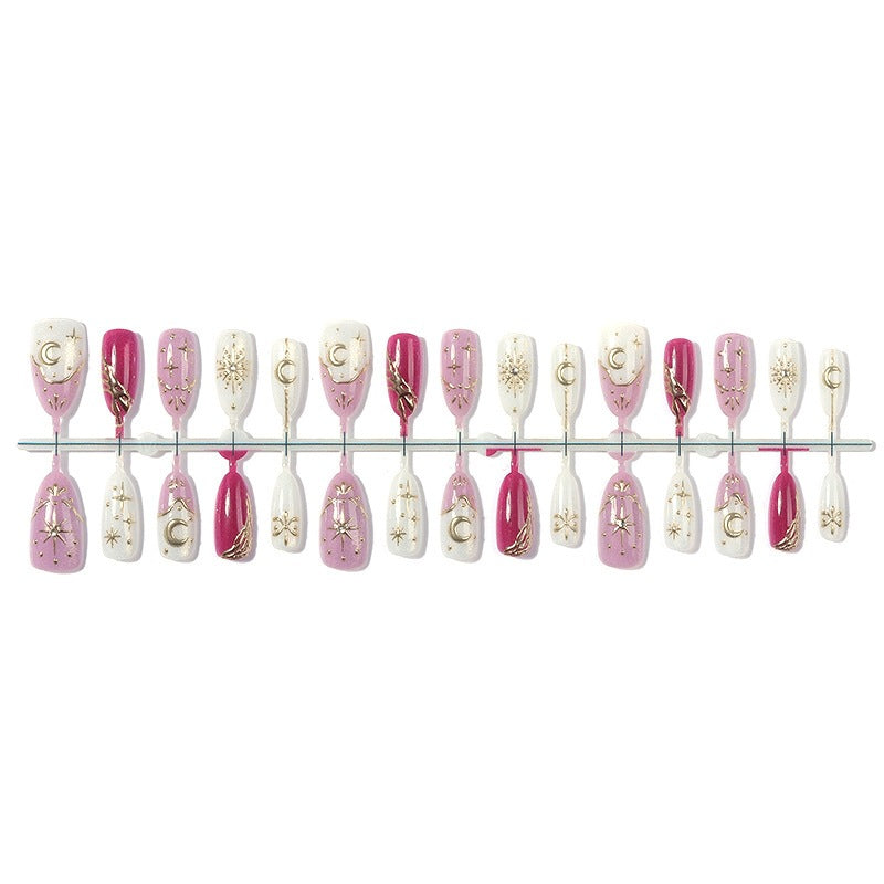 Artificial nail set with glamorous glitter and star accents Kalsten