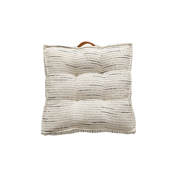 Padded square seat and floor cushion with quilted tufted padding and carrying handle Kalsten