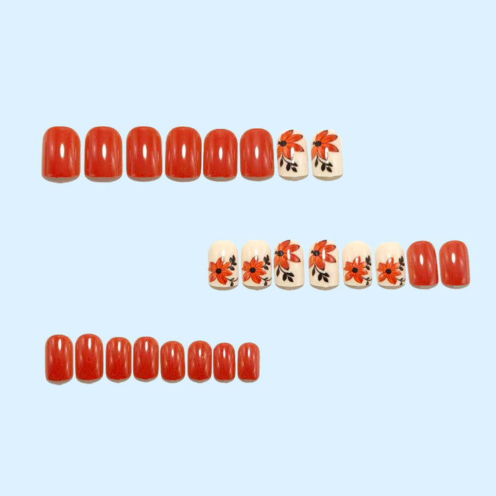 Artificial nails with floral autumn motifs Kalsten
