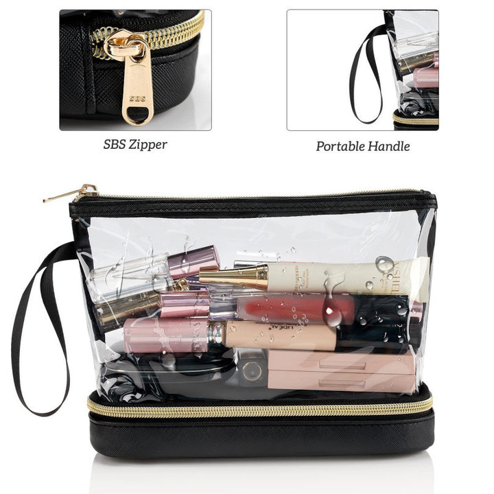 Cosmetic Organizer Bag with Transparent Design and Divided Interior Compartment Kalsten