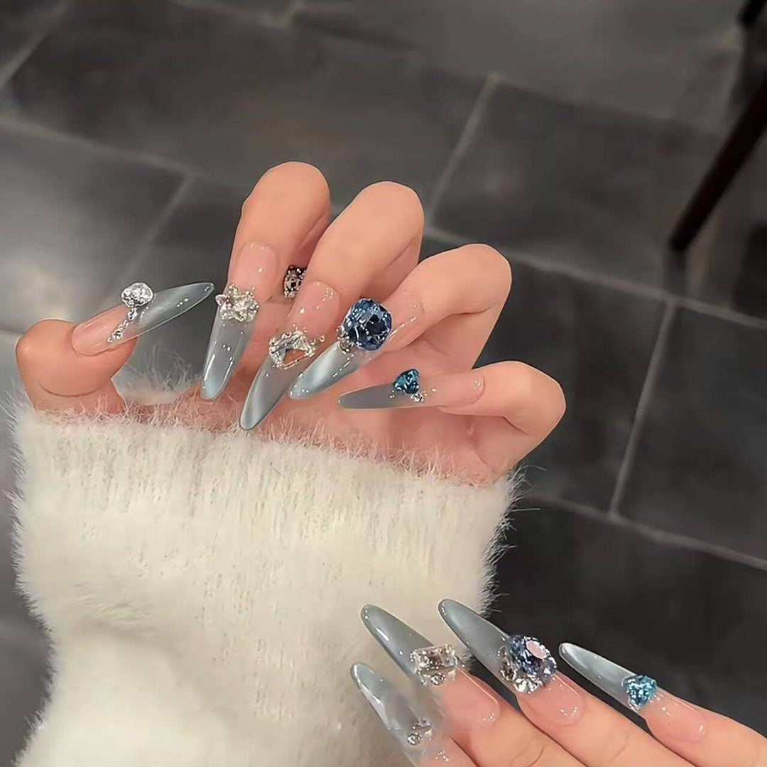 Glamorous Stiletto Nail Extensions with Crystals Kalsten