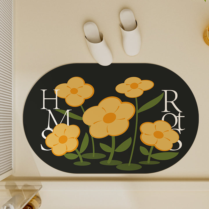 Oval Shaped Welcome Mat with Inspirational Quote