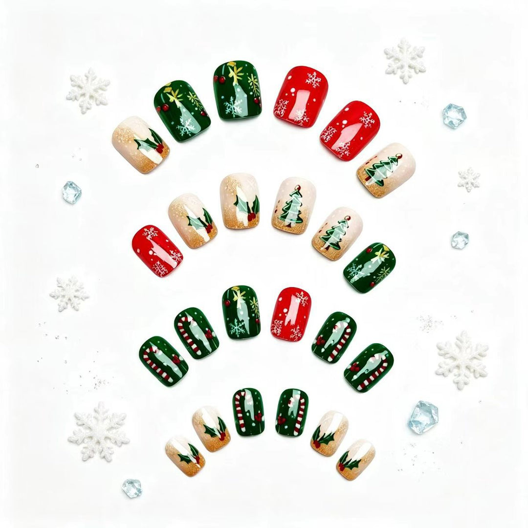 Artificial nails in festive Christmas design Kalsten