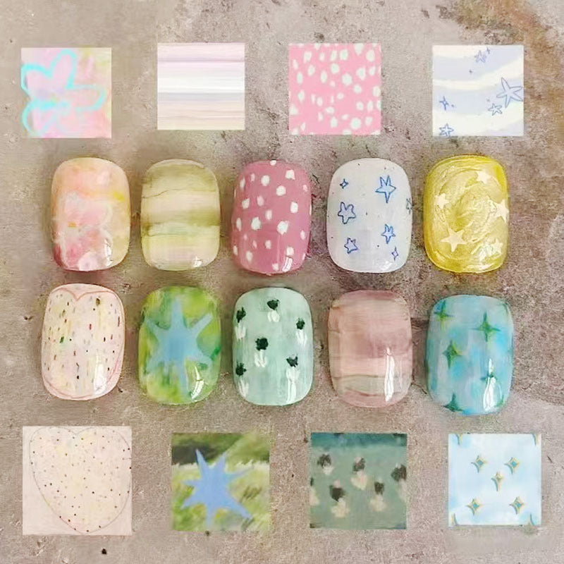 Artistic Cat-Themed Press-On Nail Art Set Kalsten
