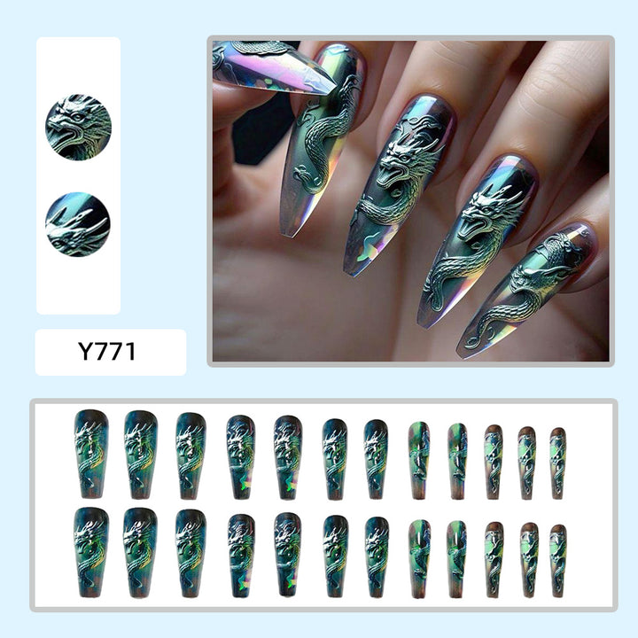 Artificial nails with impressive dragon relief Kalsten
