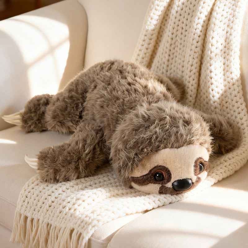 Lifelike Lying Sloth Plush Cushion Toy with Ultra-Soft Faux Fur and Cuddly Filling Kalsten