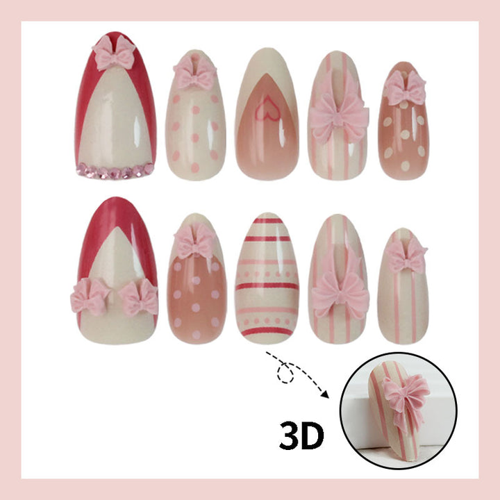 Nail art set with romantic bow and heart motifs Kalsten