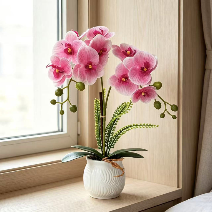 Elegant Artificial Orchid Plant Arrangement for Home Display