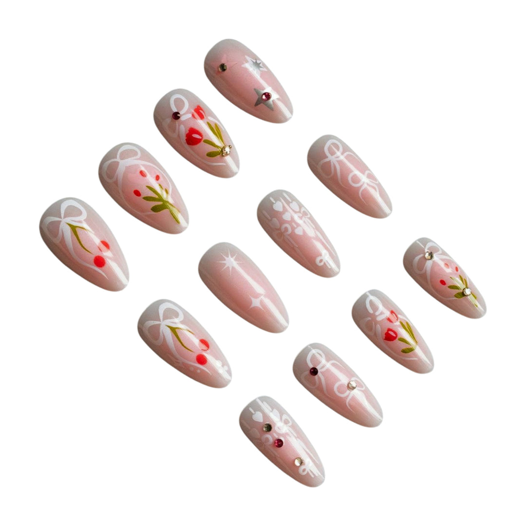 Creative Floral Acrylic Nail Art