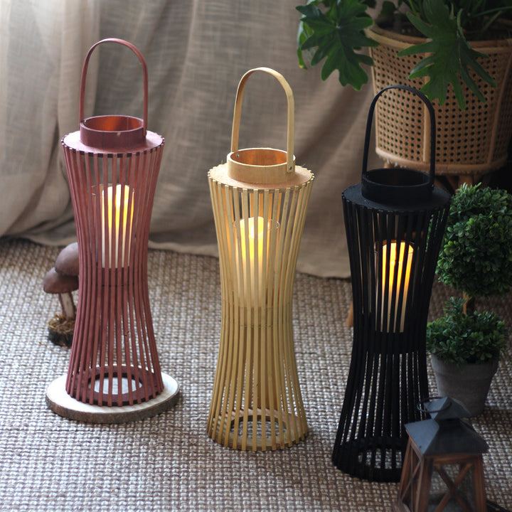 Elegant lantern made of woven wood Kalsten