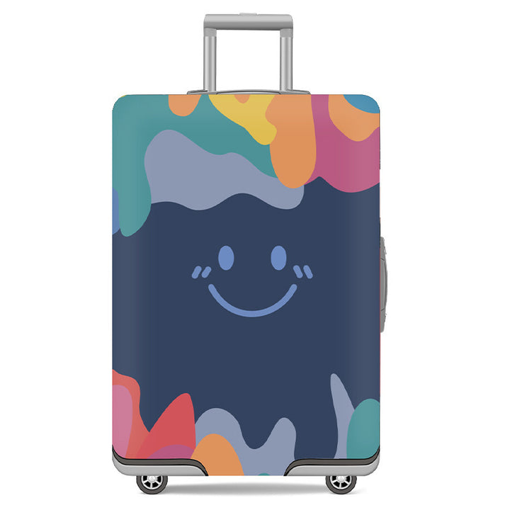 Unisex nan elastic motif suitcase cover made of stretchable polyester with handle and wheel openings Kalsten