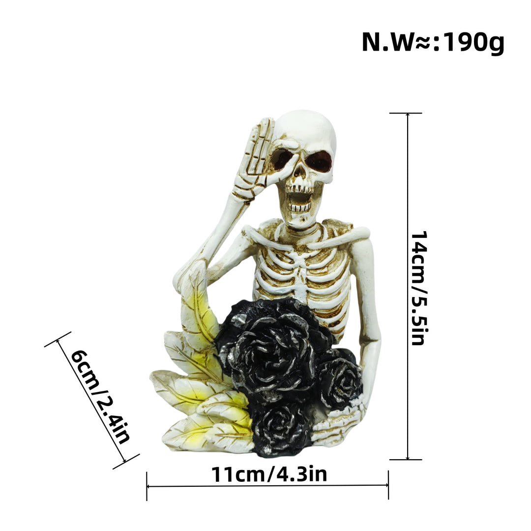 Stylish skeleton figure with top hat and black rose Kalsten