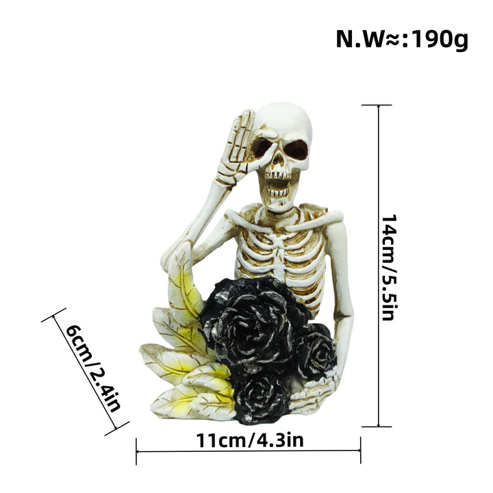 Stylish skeleton figure with top hat and black rose Kalsten