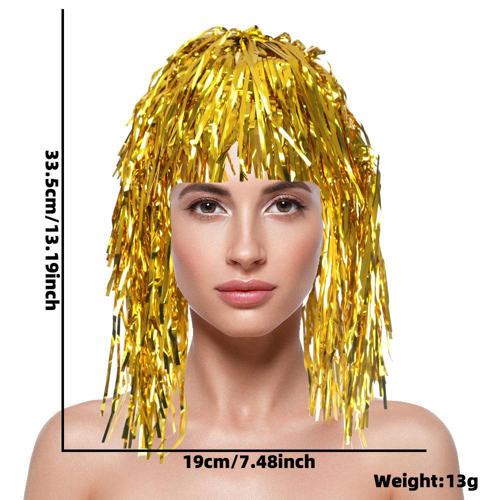 Women's nan metallic foil fringe hula skirt with elastic waistband party costume Kalsten