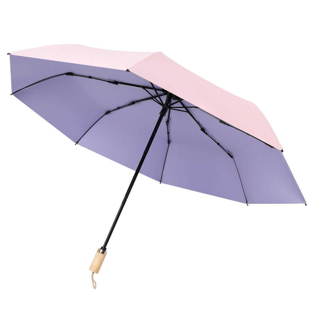 Ladies elegant folding umbrella in portrait format with stylish wooden handle Kalsten