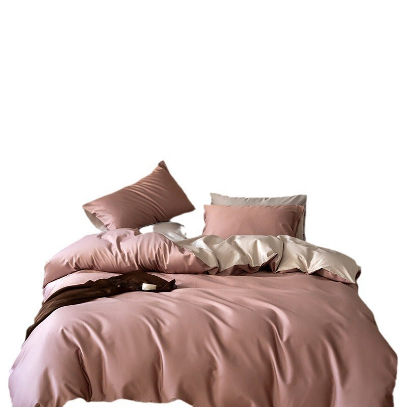 Reversible satin bedding set with silky touch and extra soft finish