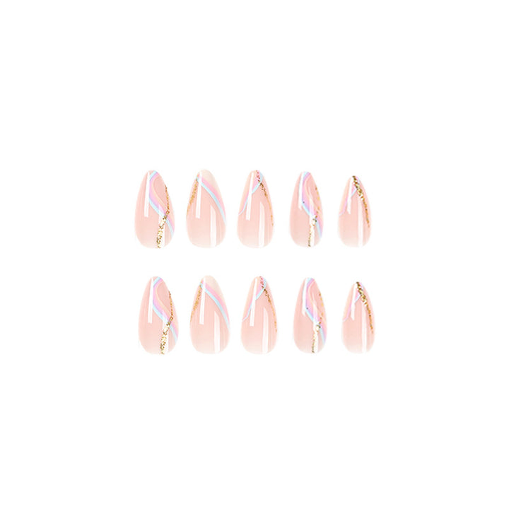 Artful Nail Extensions with Glamorous Gold Design Kalsten