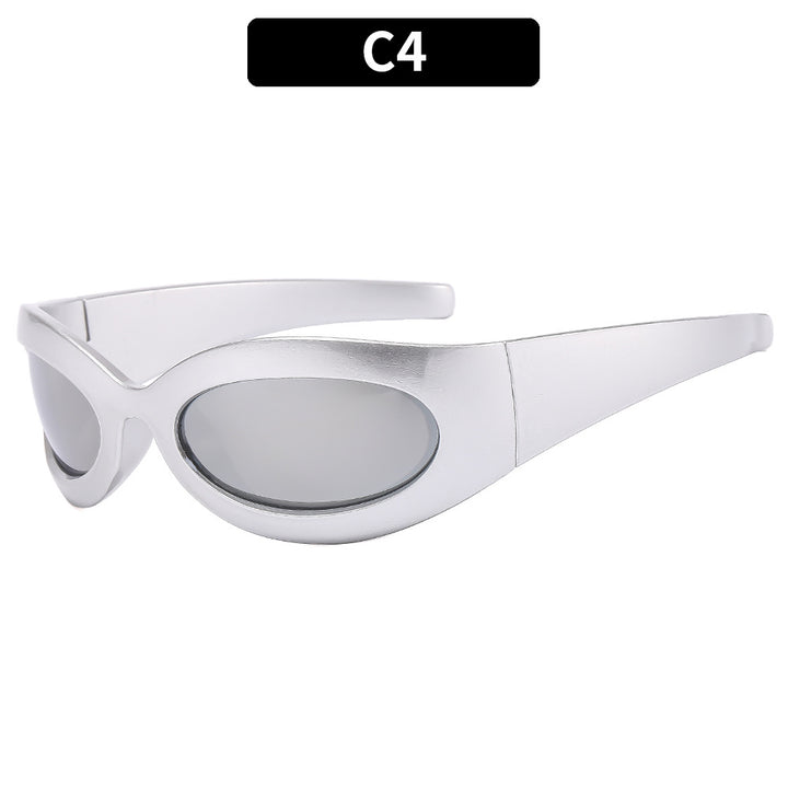 Sleek Futuristic Oval Sunglasses