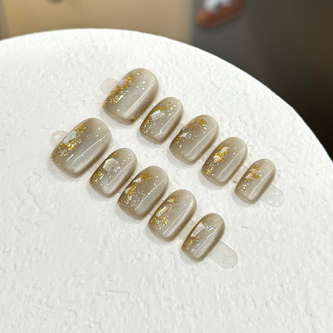 Luxury Press-On Nail Art Set with Glitter Accents