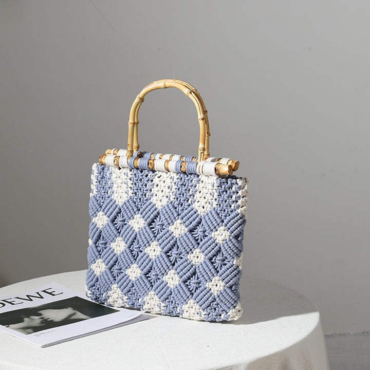 Stylish, Braided Handbag with Unique Checkered Pattern Kalsten