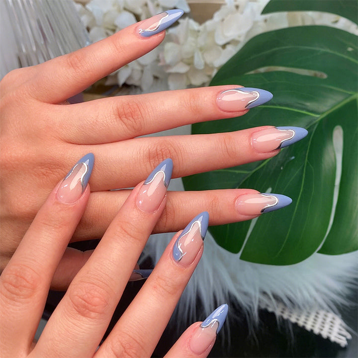 Artistic Press-On Nail Set with Modern Abstract Design kalsten