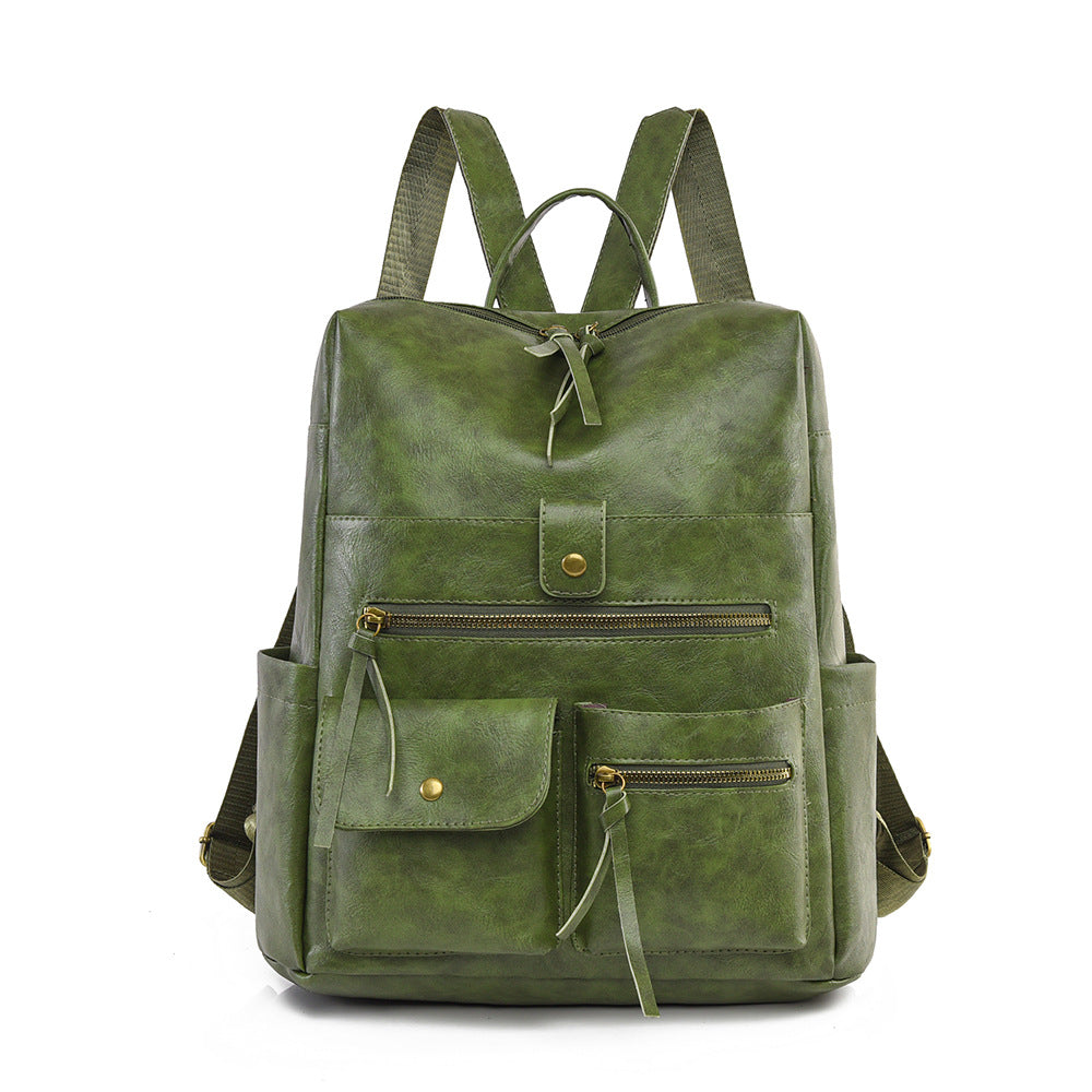 Stylish Multi-Pocket Faux Leather Backpack Kalsten