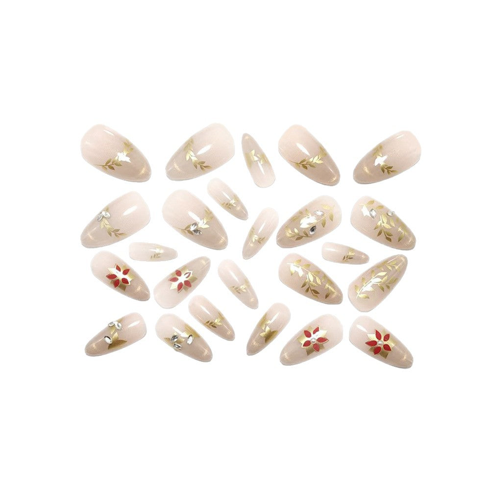 Elegant artificial nails with sparkling floral decorations Kalsten