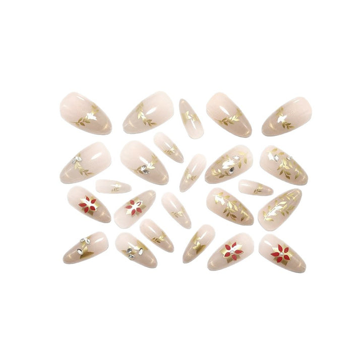 Elegant artificial nails with sparkling floral decorations Kalsten