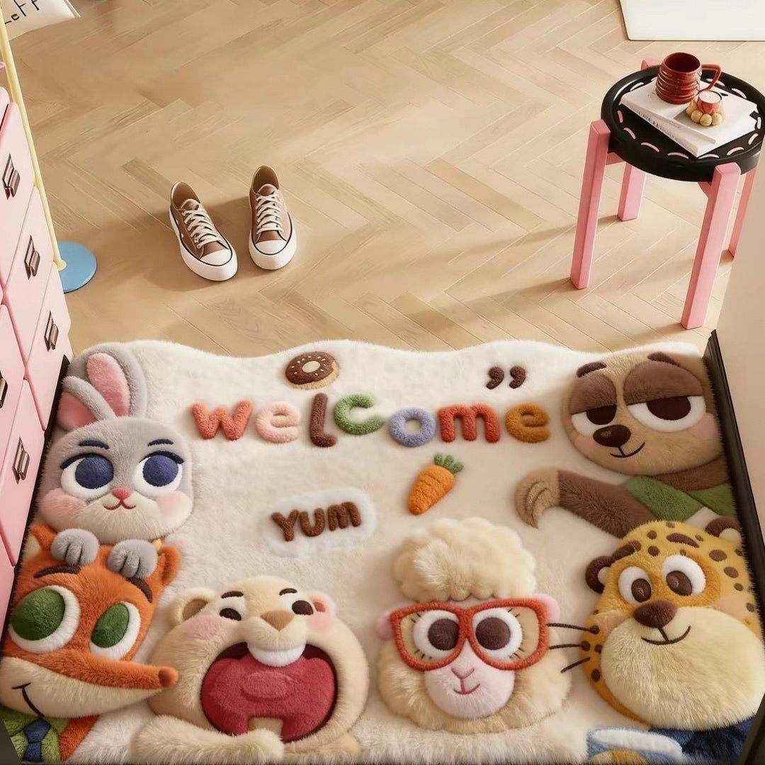 Cartoon Character Plush Mat for Interiors